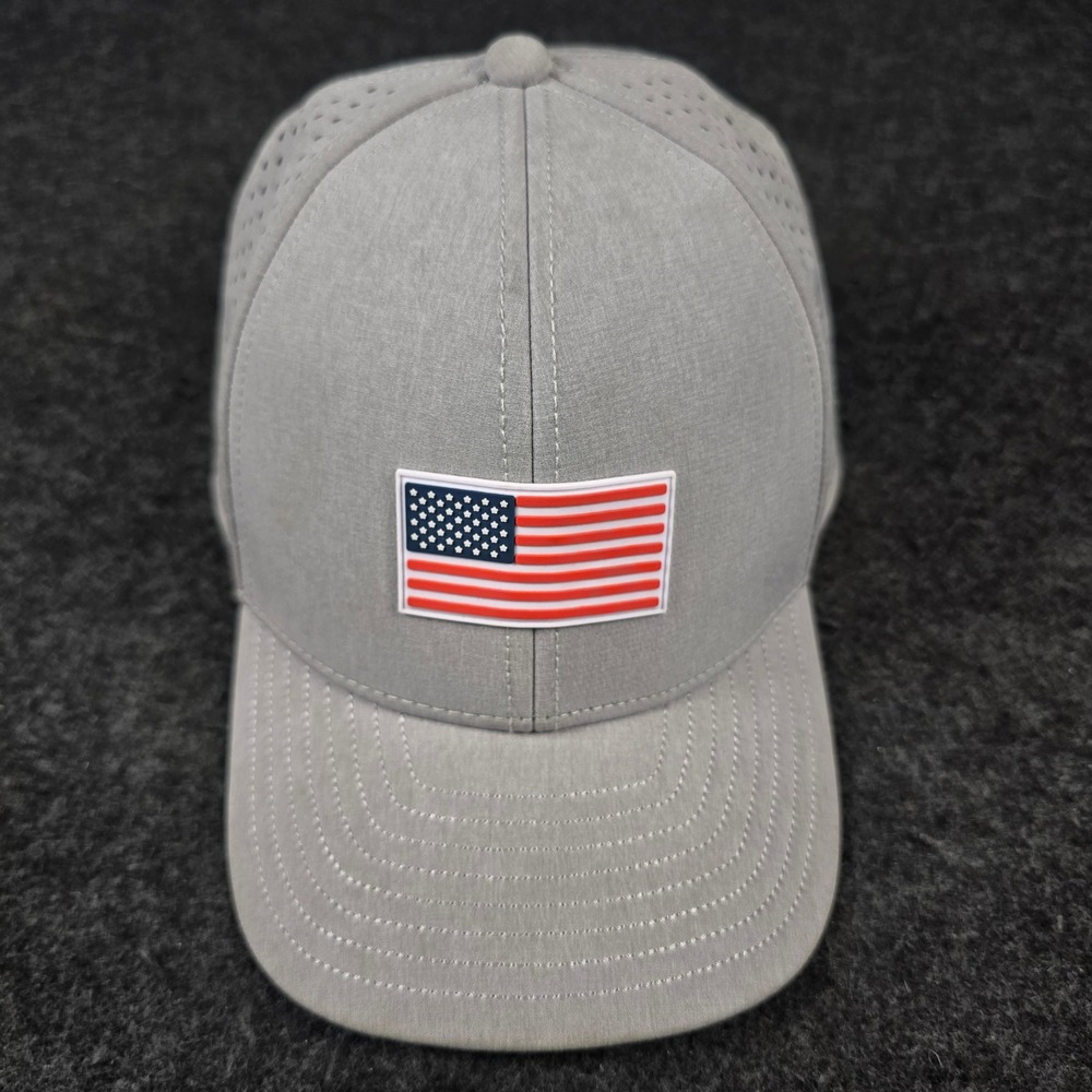 Melin A-Game Hydro American Flag Patch USA Hat Grey Adjustable Snapback Cap CL